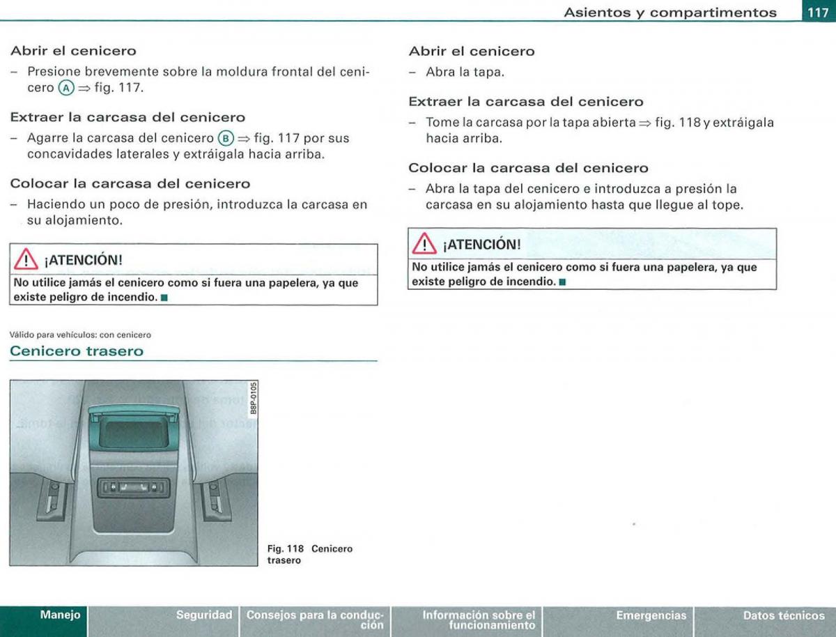 Audi A3 II 2 8P owners manual manual del propietario / page 119