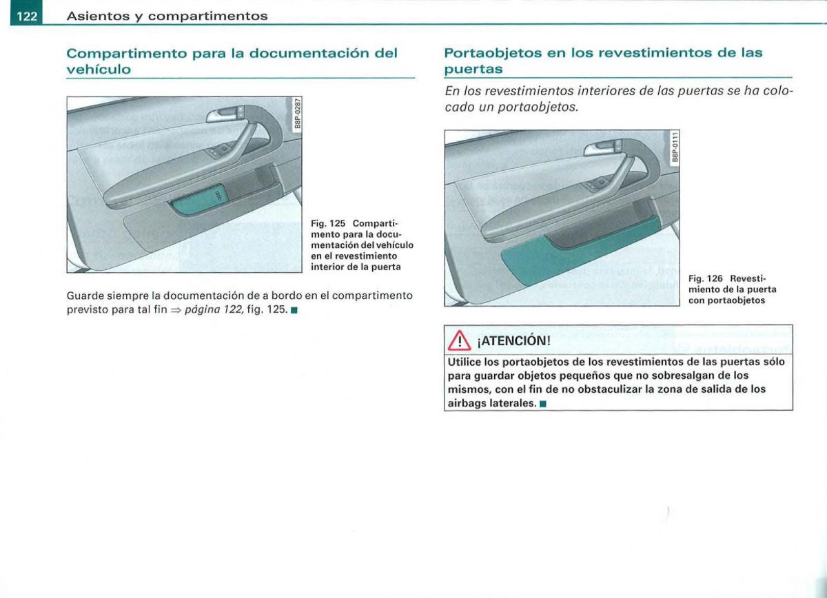 Audi A3 II 2 8P owners manual manual del propietario / page 124