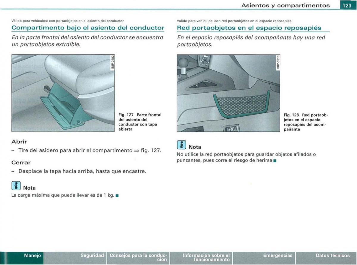 Audi A3 II 2 8P owners manual manual del propietario / page 125