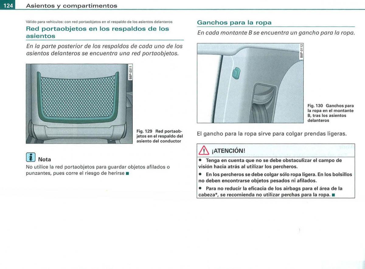 Audi A3 II 2 8P owners manual manual del propietario / page 126