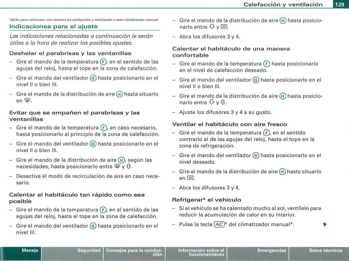 Audi A3 II 2 8P owners manual manual del propietario / page 131