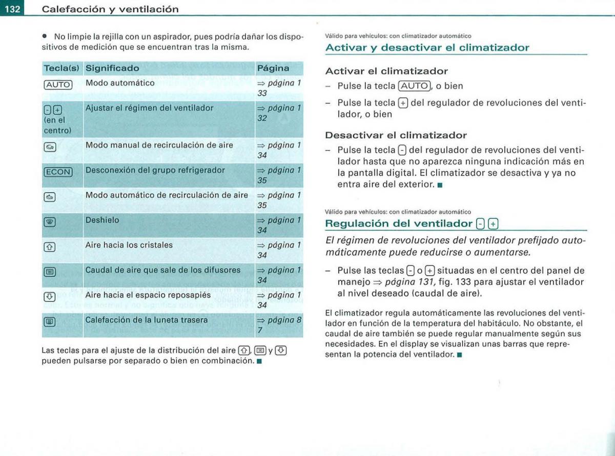 Audi A3 II 2 8P owners manual manual del propietario / page 134