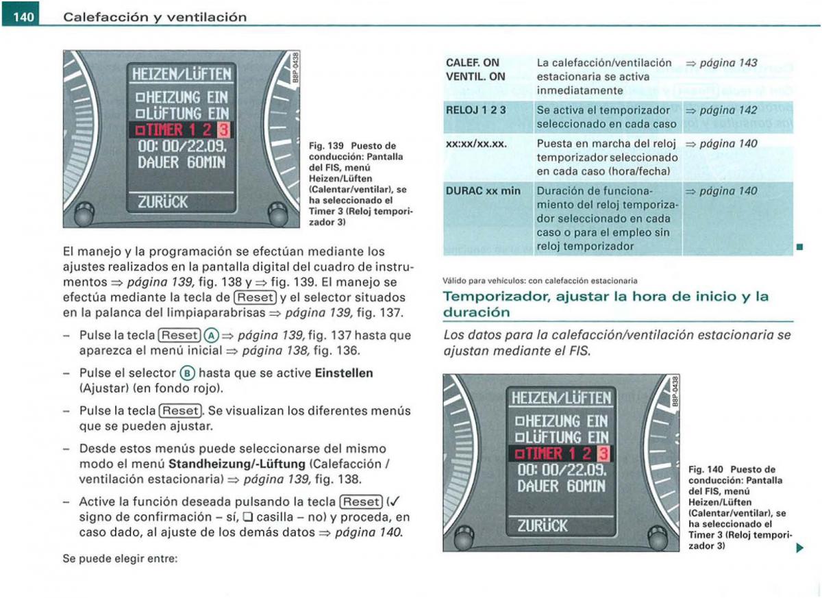 Audi A3 II 2 8P owners manual manual del propietario / page 142