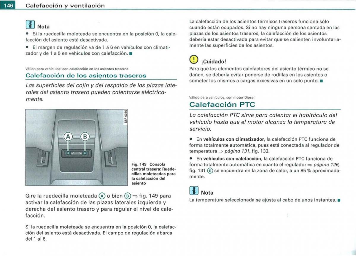 manual  Audi A3 II 2 8P owners manual manual del propietario / page 148