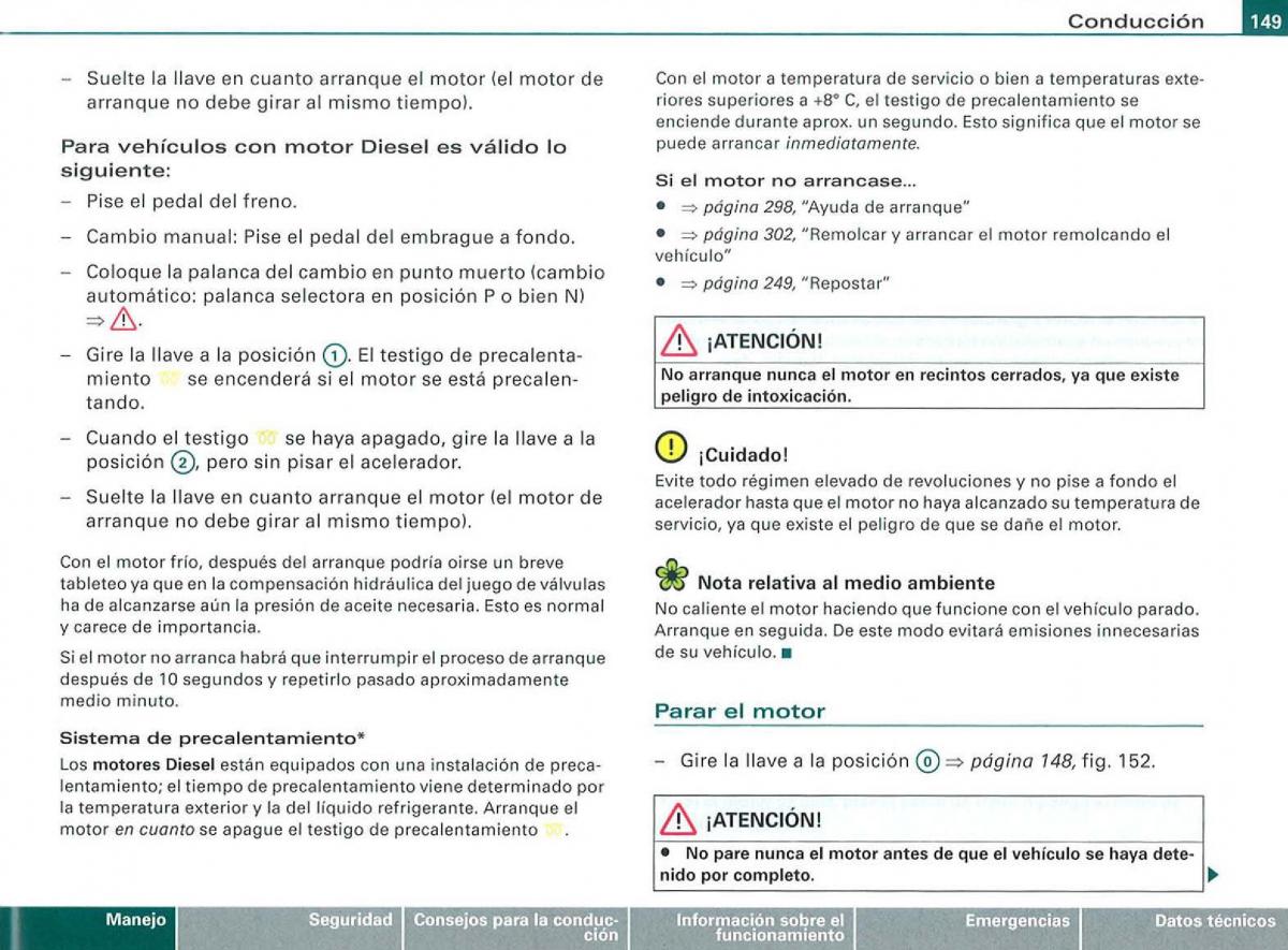 Audi A3 II 2 8P owners manual manual del propietario / page 151