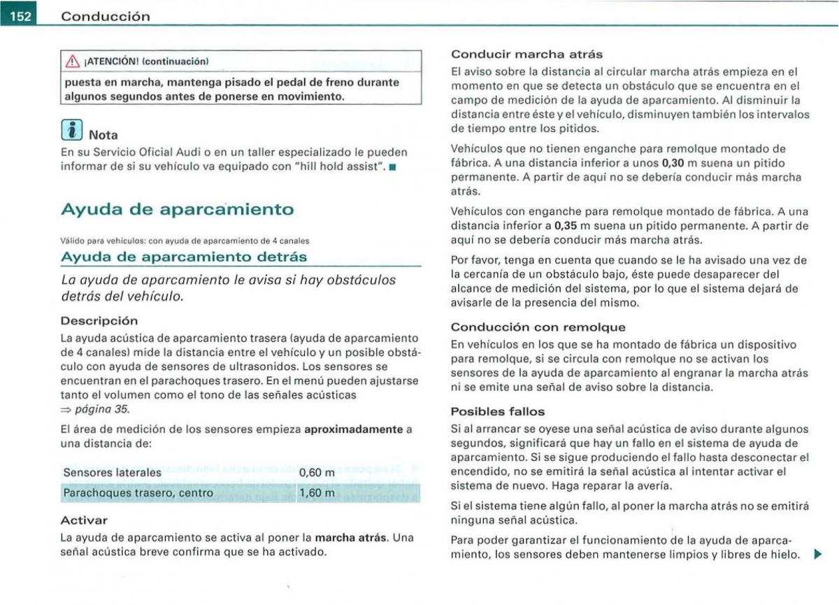 Audi A3 II 2 8P owners manual manual del propietario / page 154