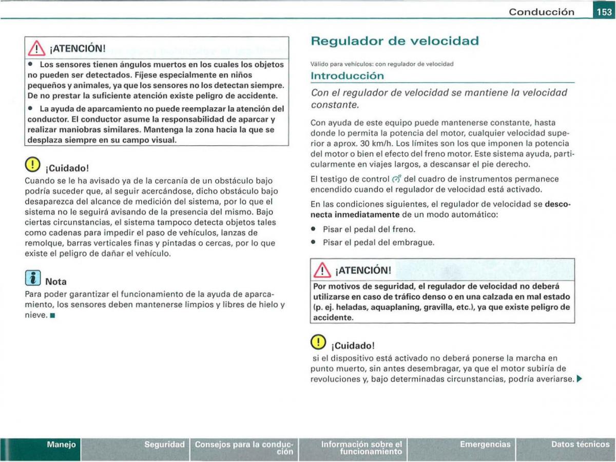 Audi A3 II 2 8P owners manual manual del propietario / page 155