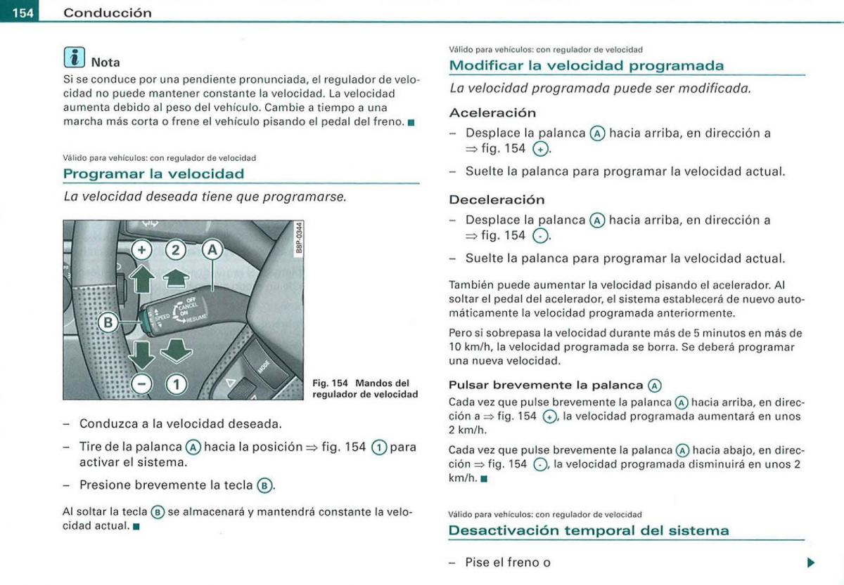 Audi A3 II 2 8P owners manual manual del propietario / page 156