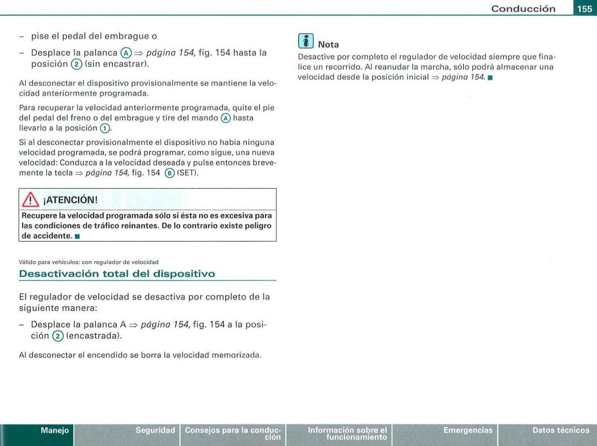 Audi A3 II 2 8P owners manual manual del propietario / page 157