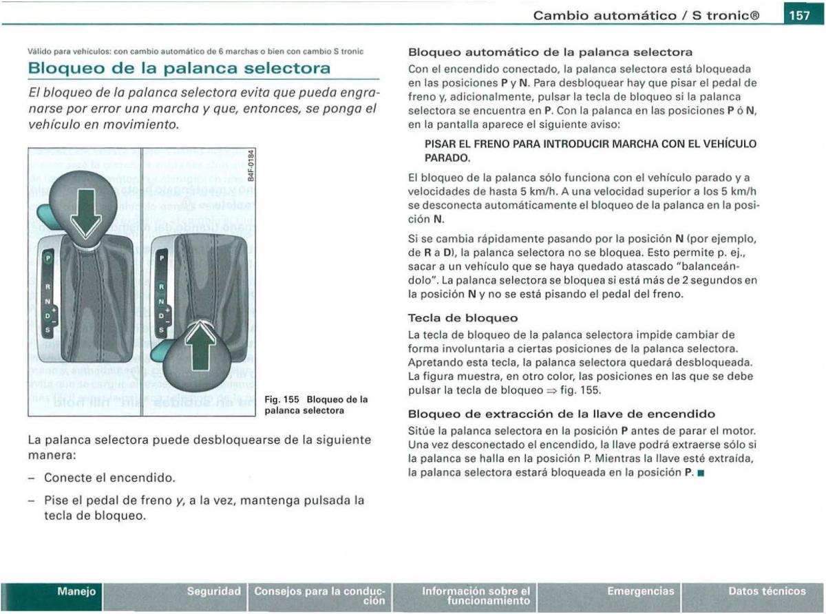 Audi A3 II 2 8P owners manual manual del propietario / page 159