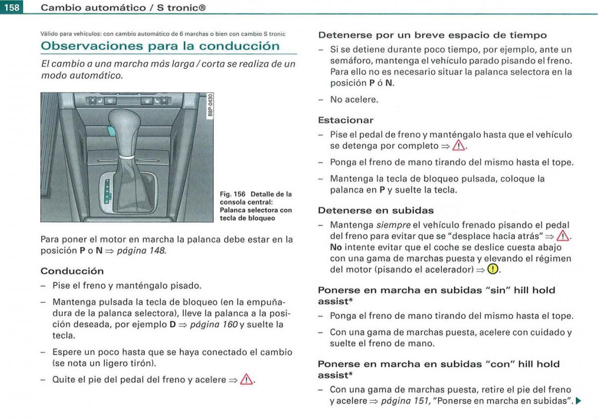 Audi A3 II 2 8P owners manual manual del propietario / page 160