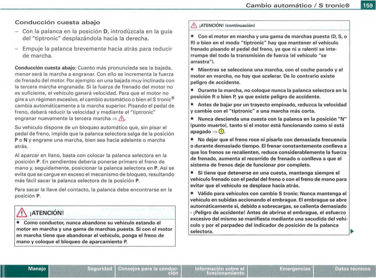 Audi A3 II 2 8P owners manual manual del propietario / page 161