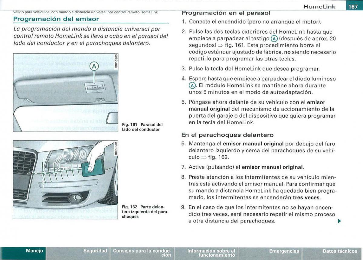 Audi A3 II 2 8P owners manual manual del propietario / page 169