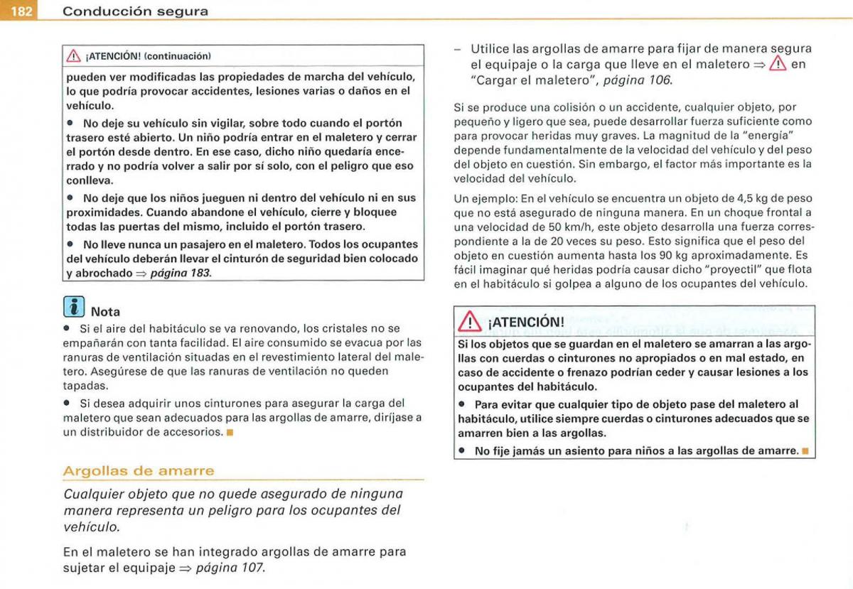 Audi A3 II 2 8P owners manual manual del propietario / page 184