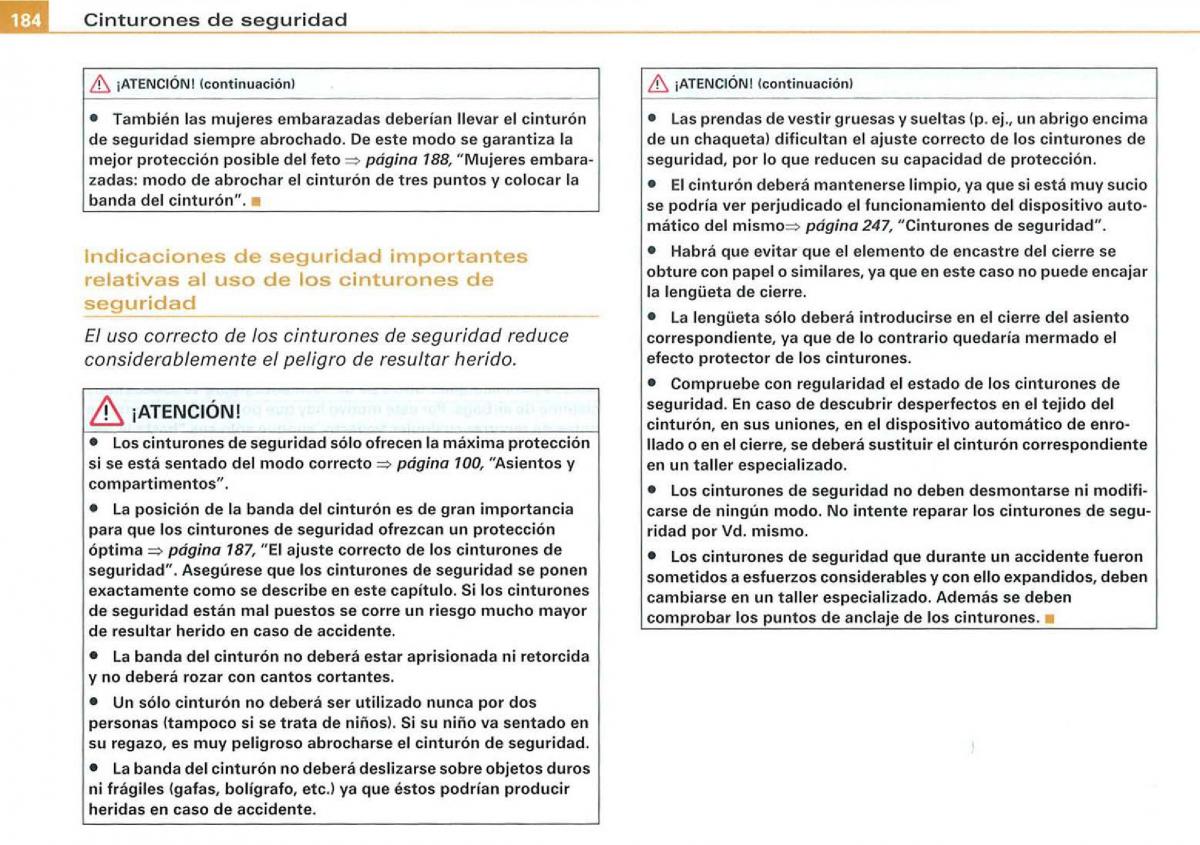 Audi A3 II 2 8P owners manual manual del propietario / page 186