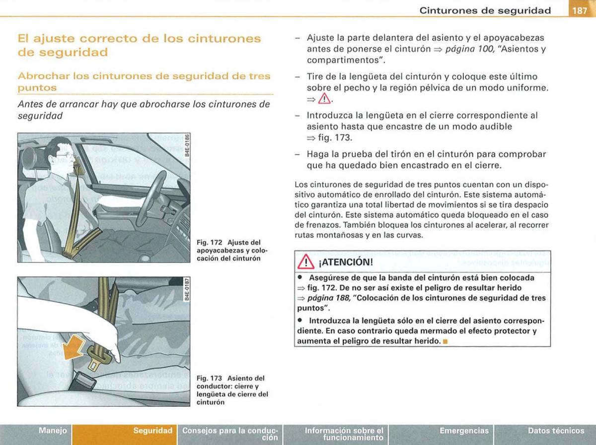 Audi A3 II 2 8P owners manual manual del propietario / page 189