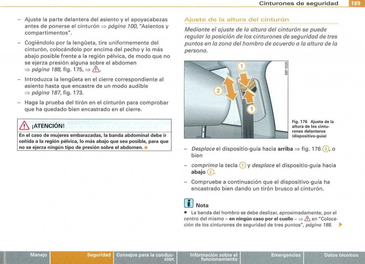 Audi A3 II 2 8P owners manual manual del propietario / page 191