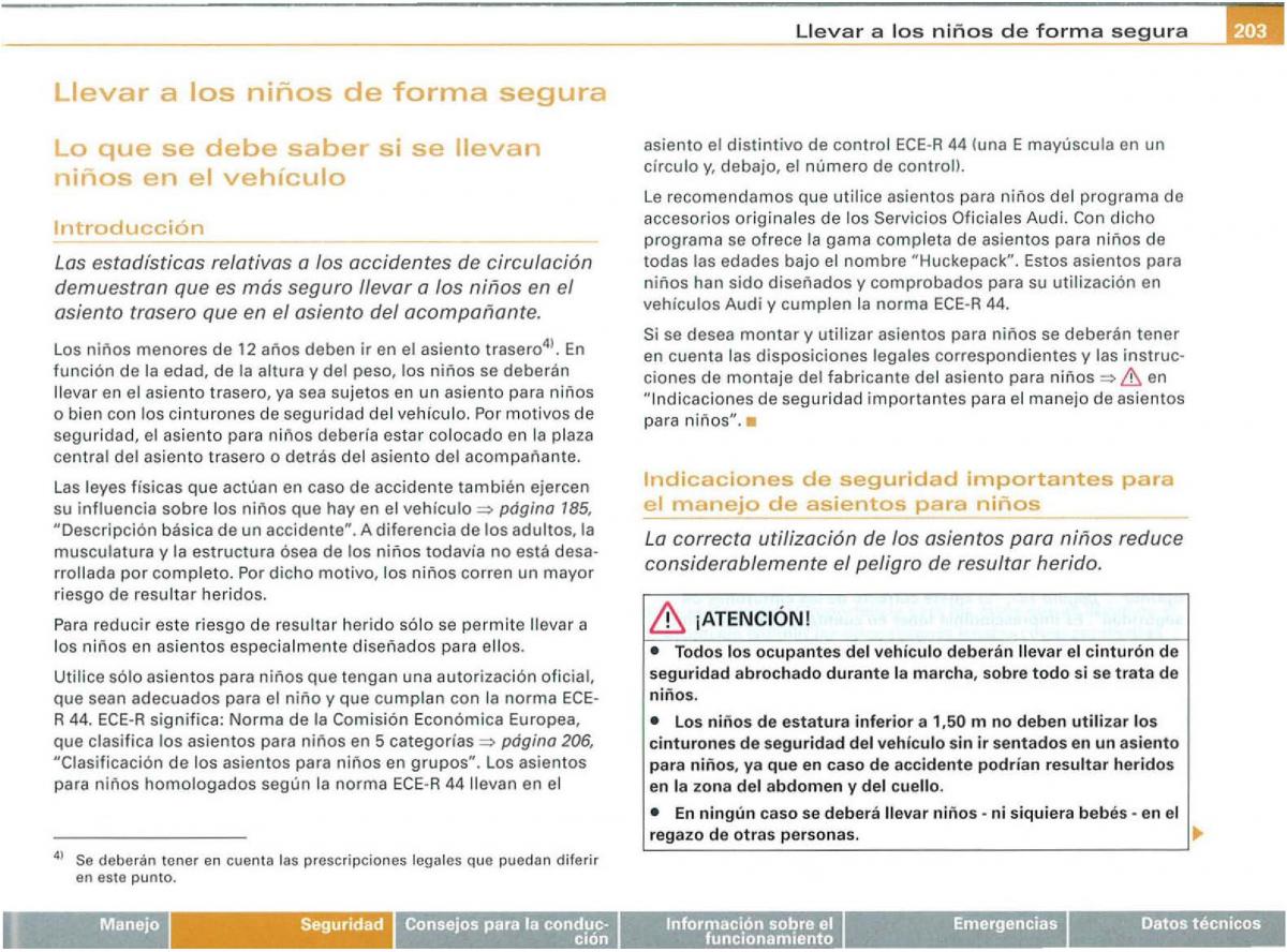 Audi A3 II 2 8P owners manual manual del propietario / page 205