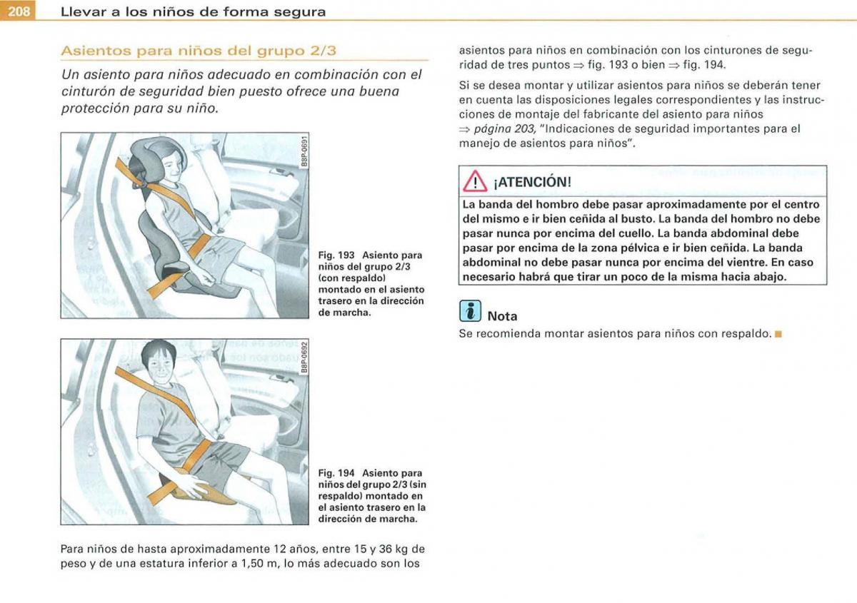 Audi A3 II 2 8P owners manual manual del propietario / page 210