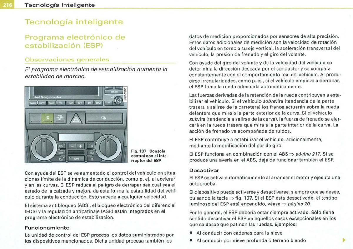 Audi A3 II 2 8P owners manual manual del propietario / page 218