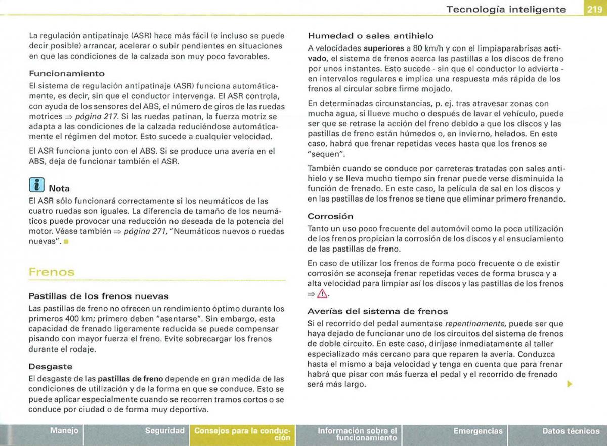 Audi A3 II 2 8P owners manual manual del propietario / page 221