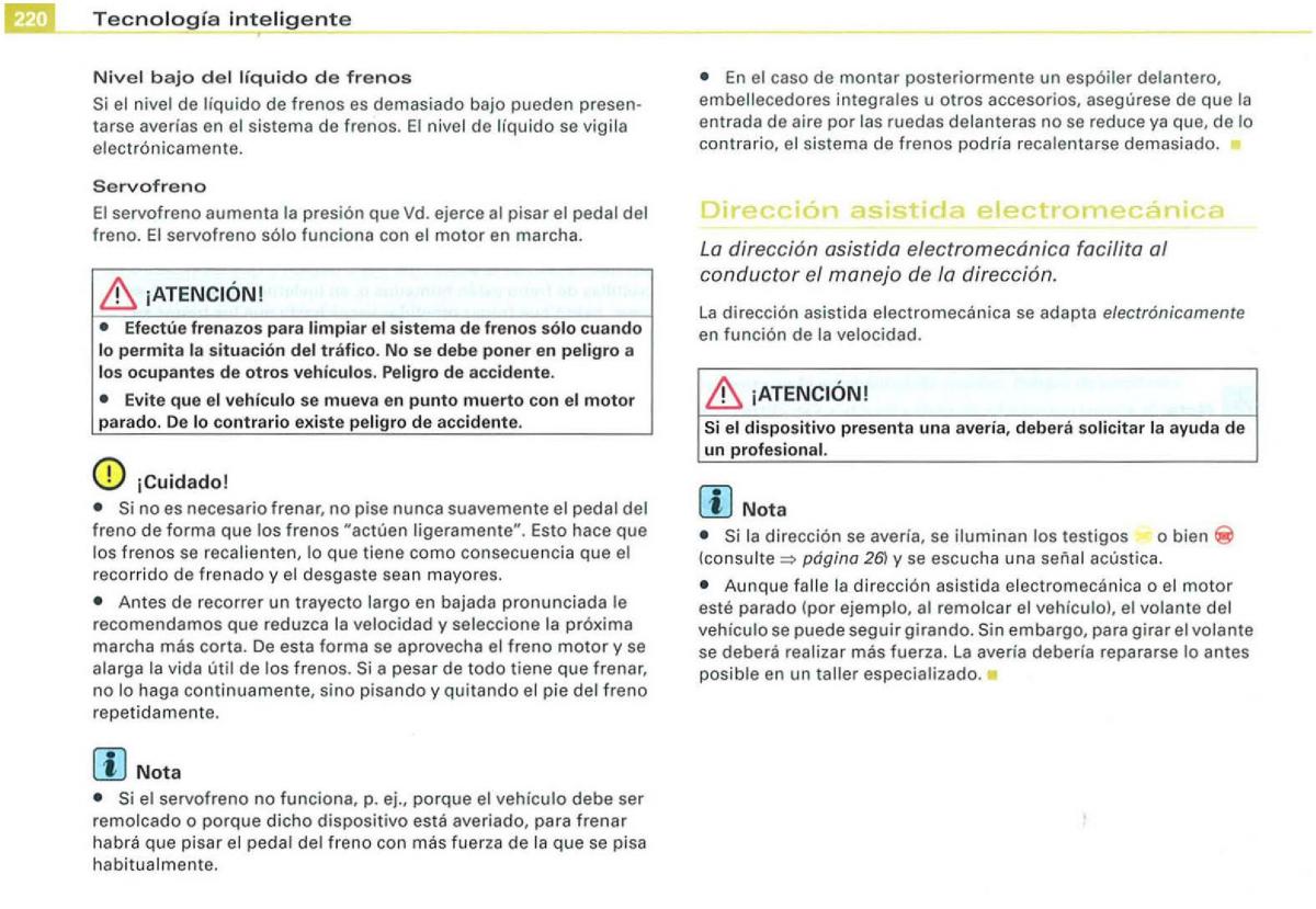 Audi A3 II 2 8P owners manual manual del propietario / page 222