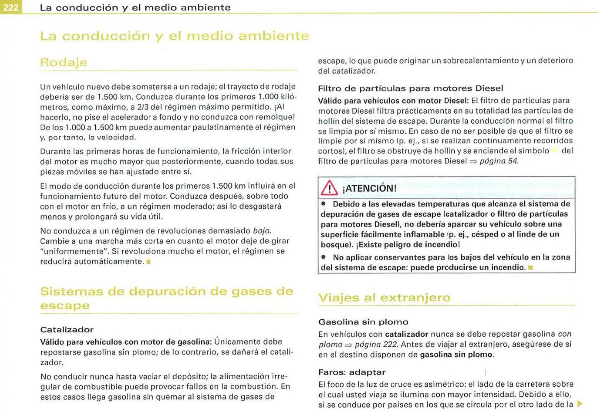 Audi A3 II 2 8P owners manual manual del propietario / page 224