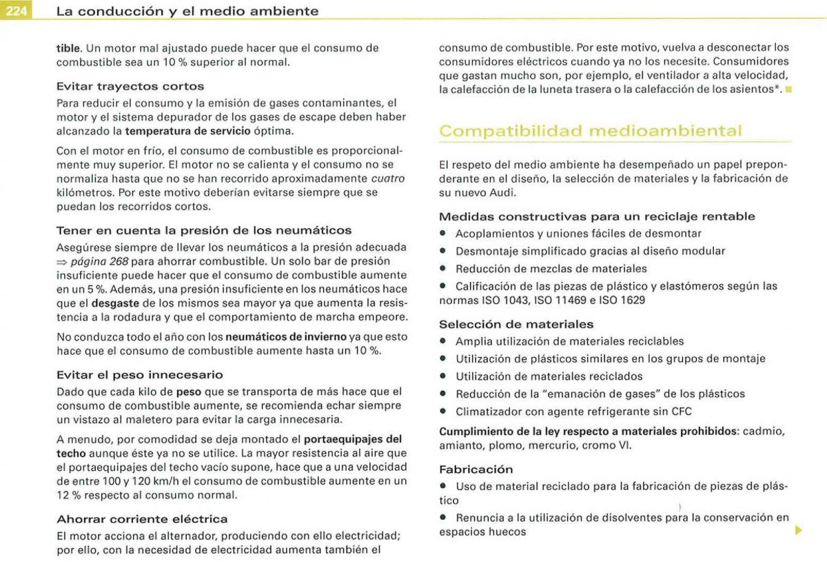 Audi A3 II 2 8P owners manual manual del propietario / page 226