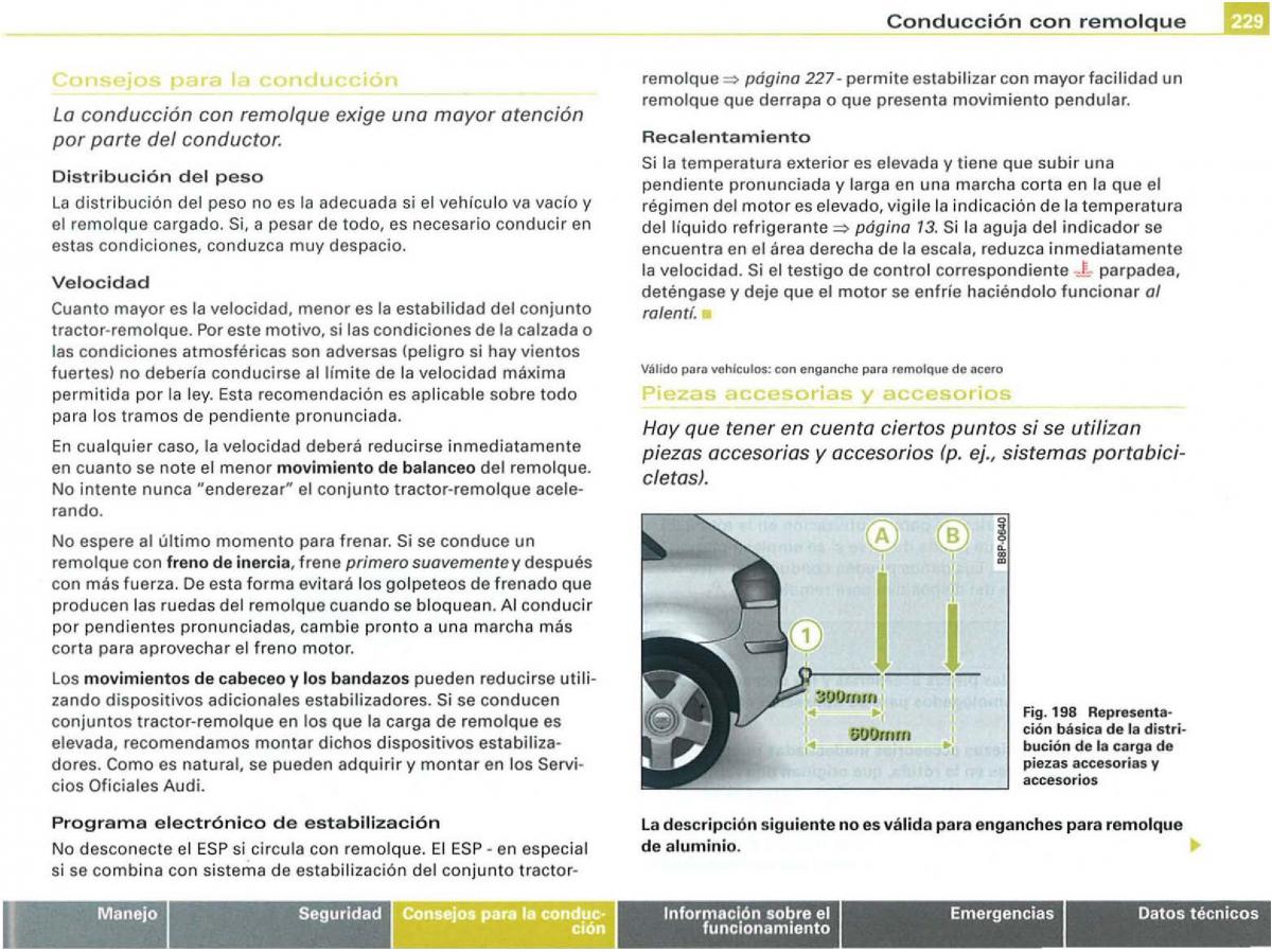 Audi A3 II 2 8P owners manual manual del propietario / page 231