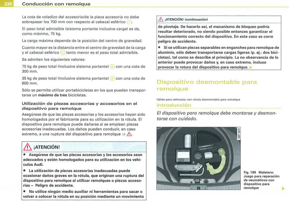 Audi A3 II 2 8P owners manual manual del propietario / page 232