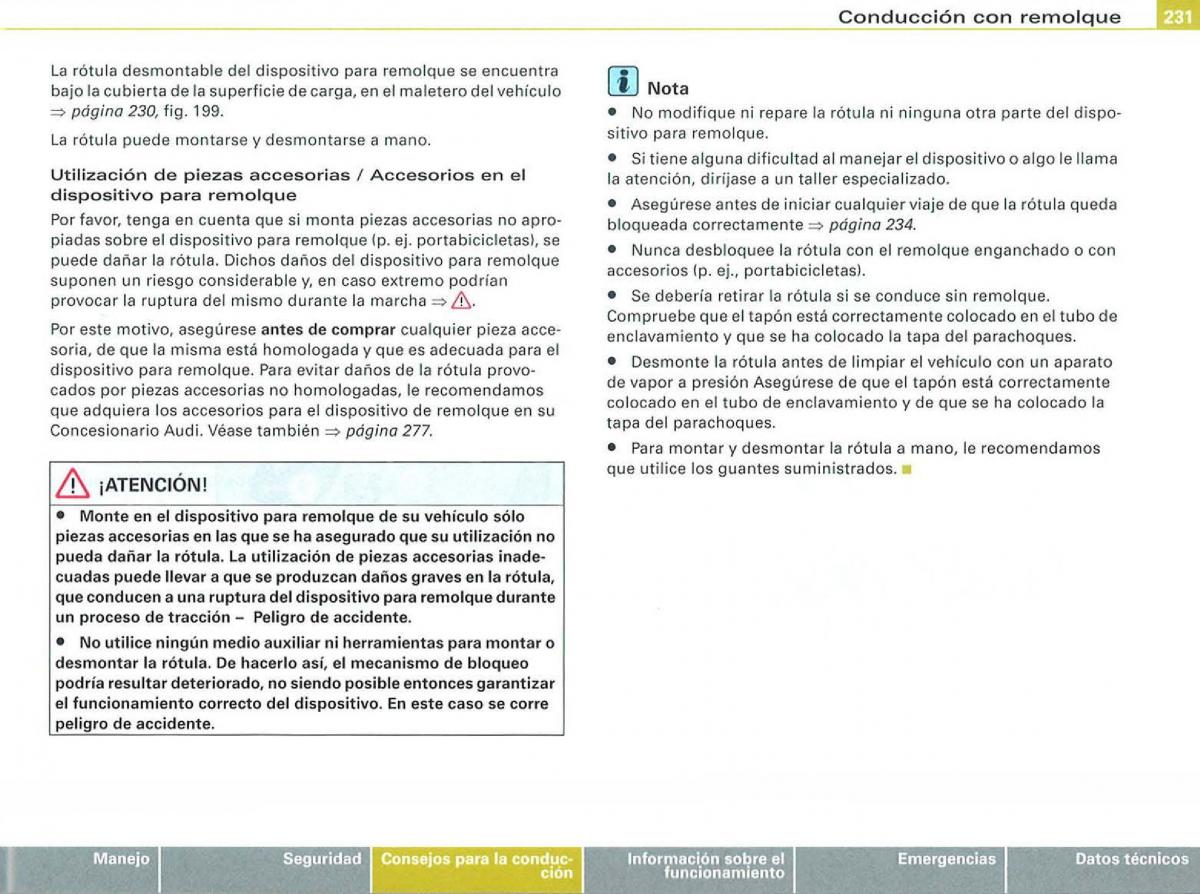 Audi A3 II 2 8P owners manual manual del propietario / page 233