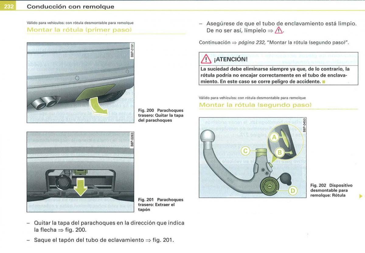 Audi A3 II 2 8P owners manual manual del propietario / page 234