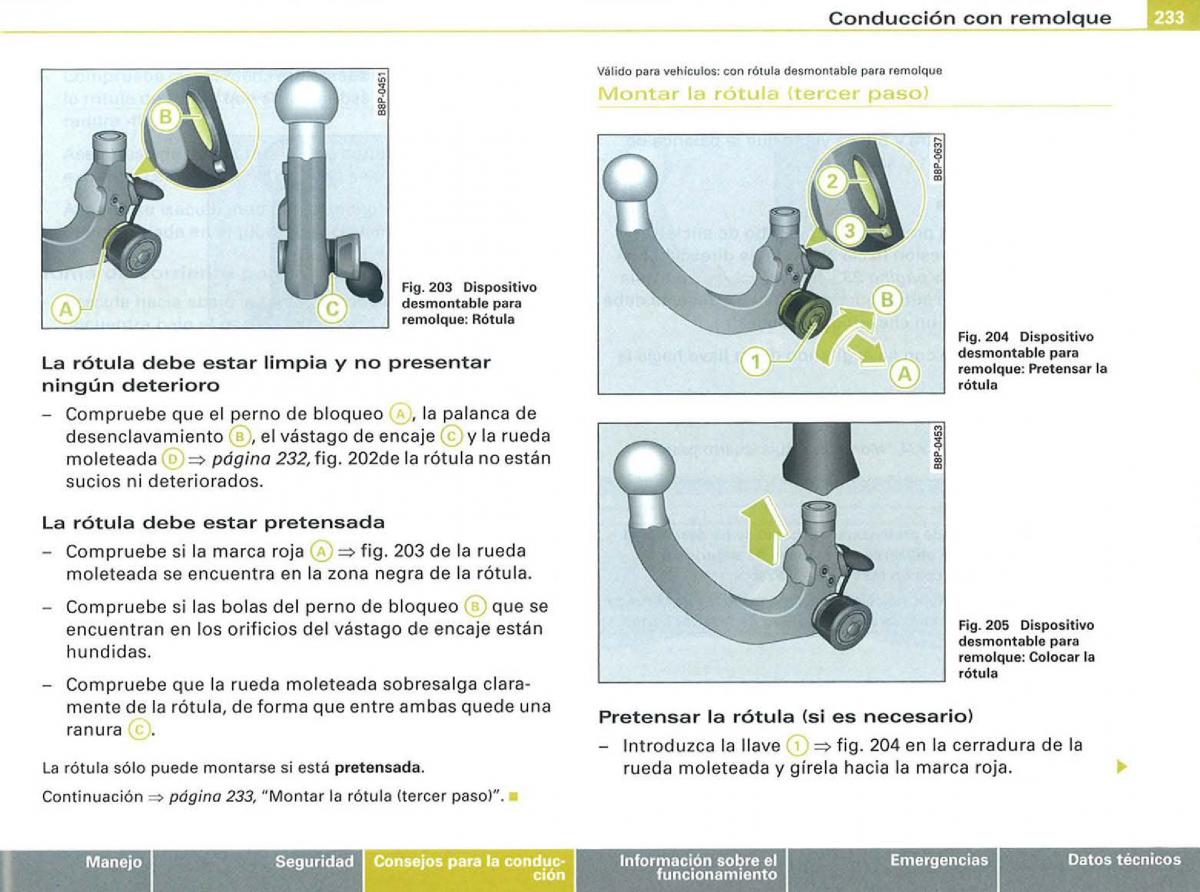 Audi A3 II 2 8P owners manual manual del propietario / page 235