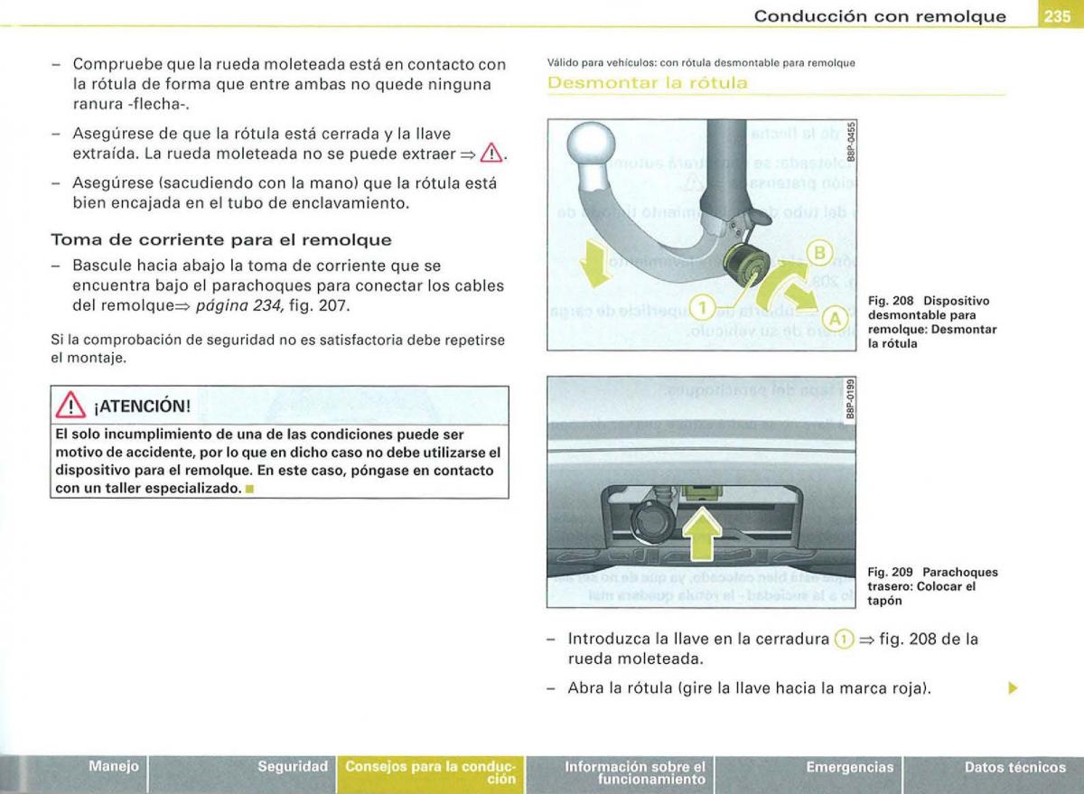 Audi A3 II 2 8P owners manual manual del propietario / page 237