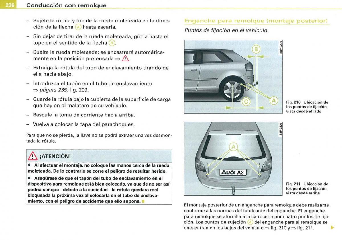 Audi A3 II 2 8P owners manual manual del propietario / page 238