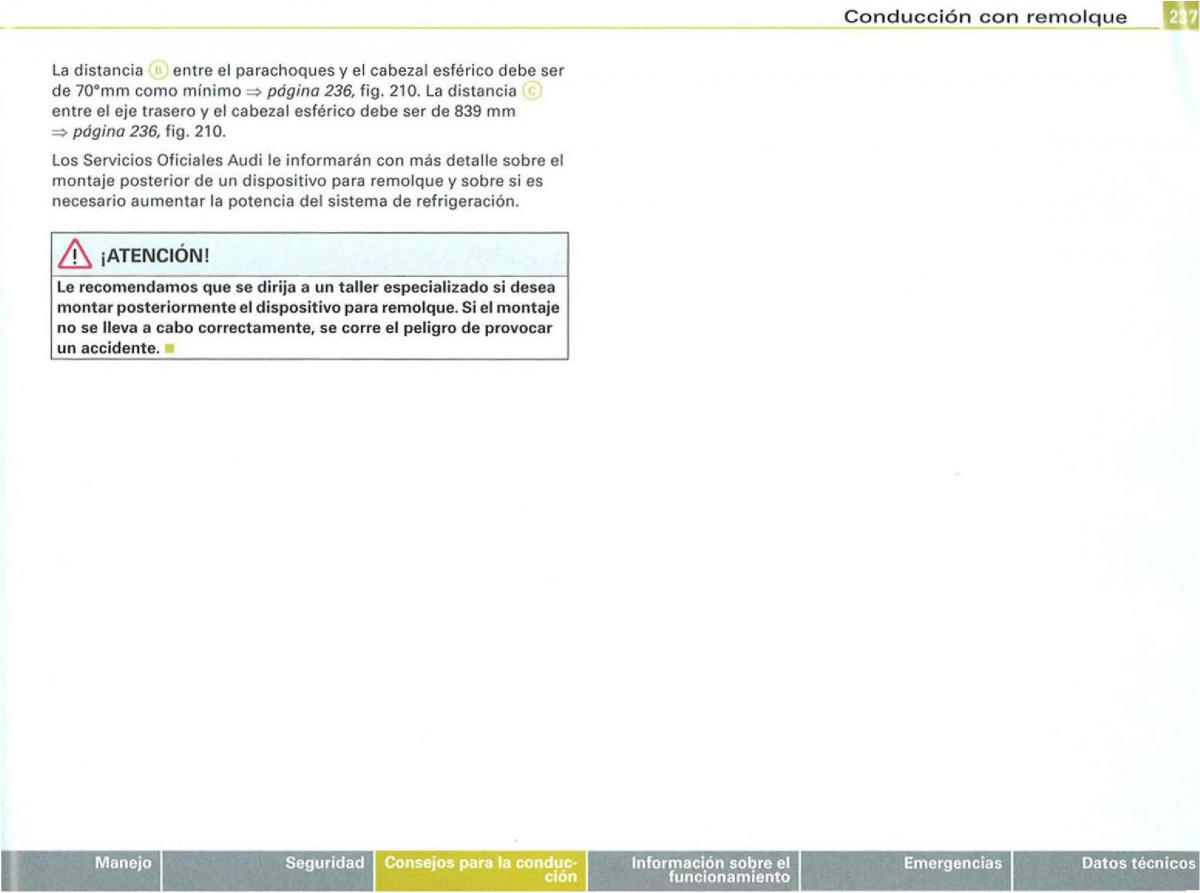 Audi A3 II 2 8P owners manual manual del propietario / page 239