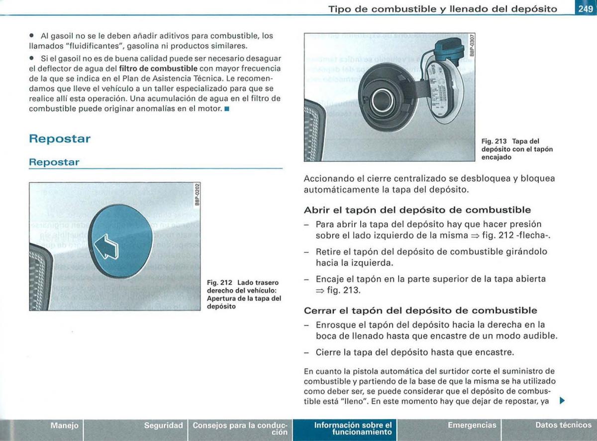 Audi A3 II 2 8P owners manual manual del propietario / page 251