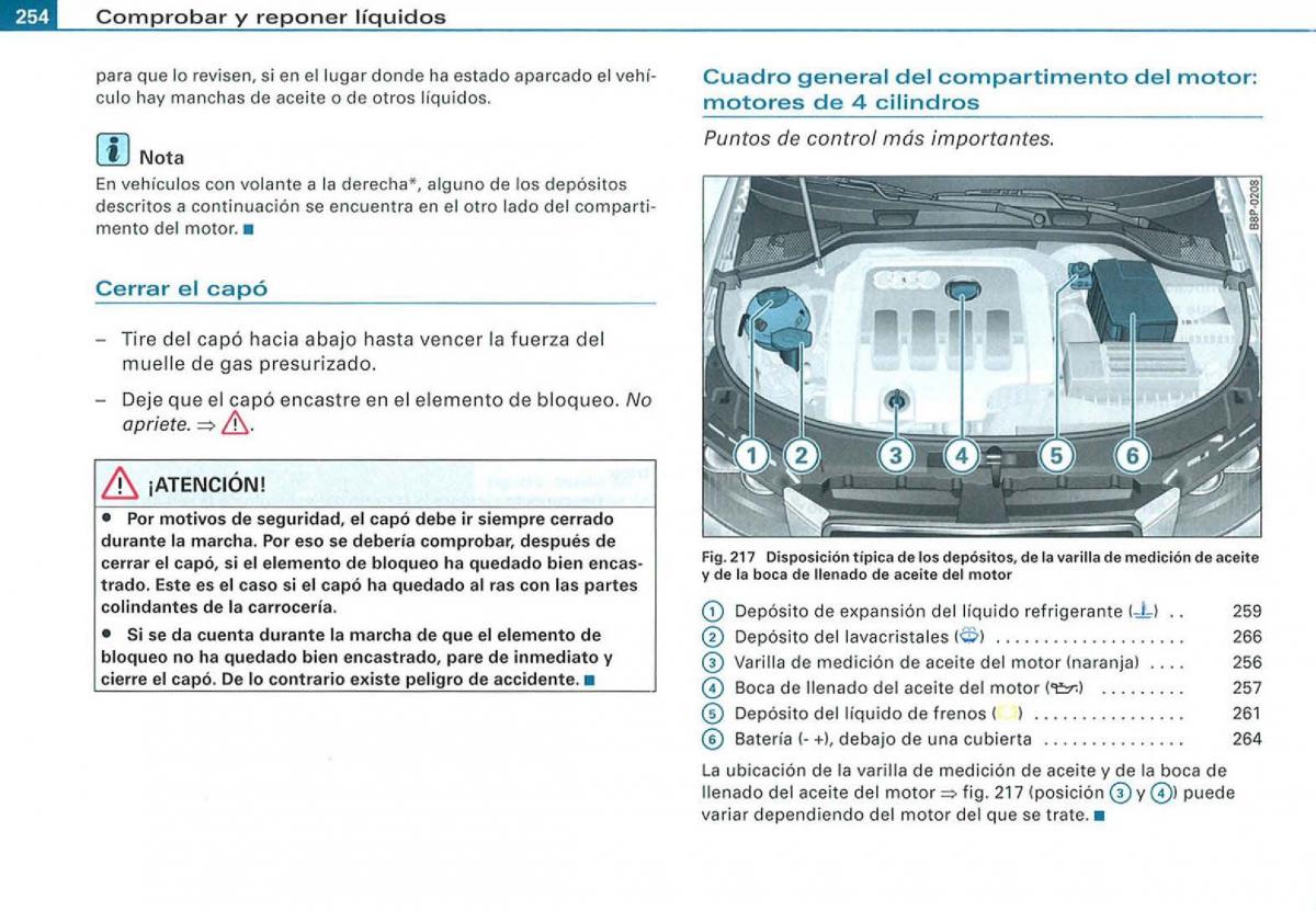 Audi A3 II 2 8P owners manual manual del propietario / page 256