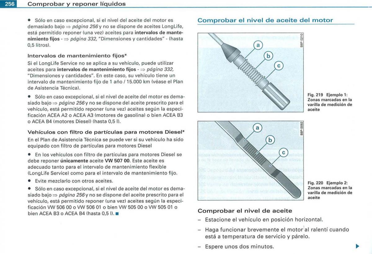 Audi A3 II 2 8P owners manual manual del propietario / page 258