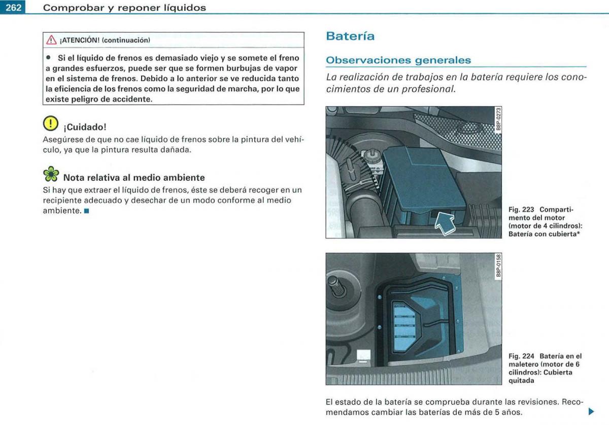 Audi A3 II 2 8P owners manual manual del propietario / page 264