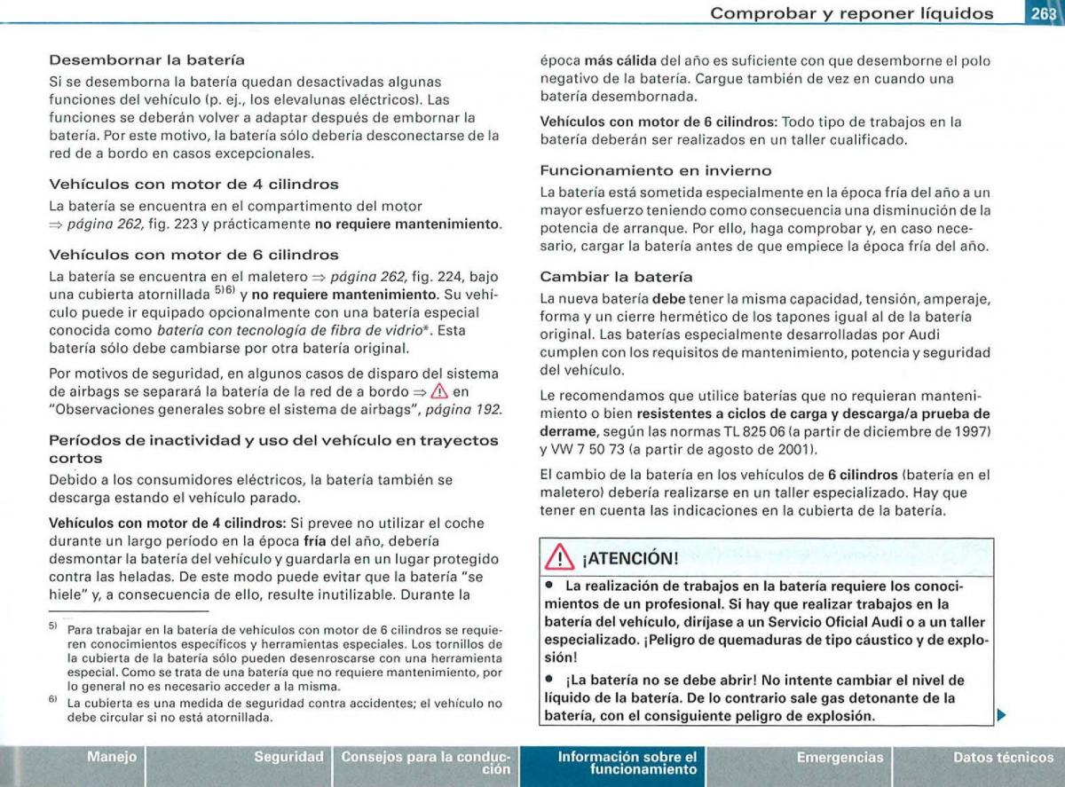 Audi A3 II 2 8P owners manual manual del propietario / page 265