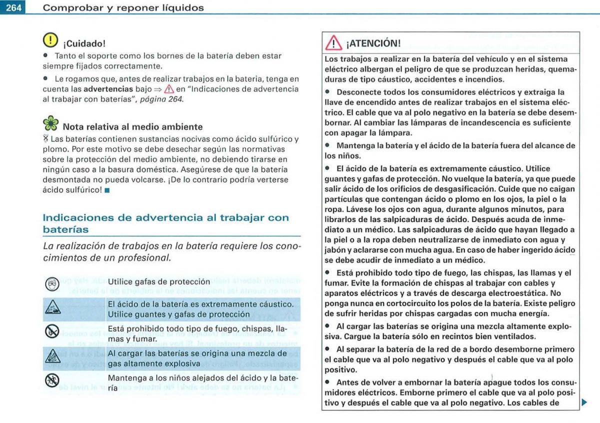 Audi A3 II 2 8P owners manual manual del propietario / page 266