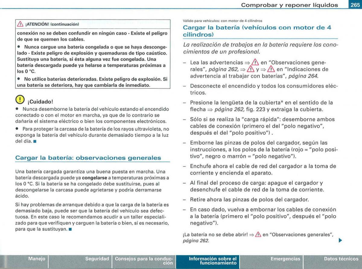 Audi A3 II 2 8P owners manual manual del propietario / page 267