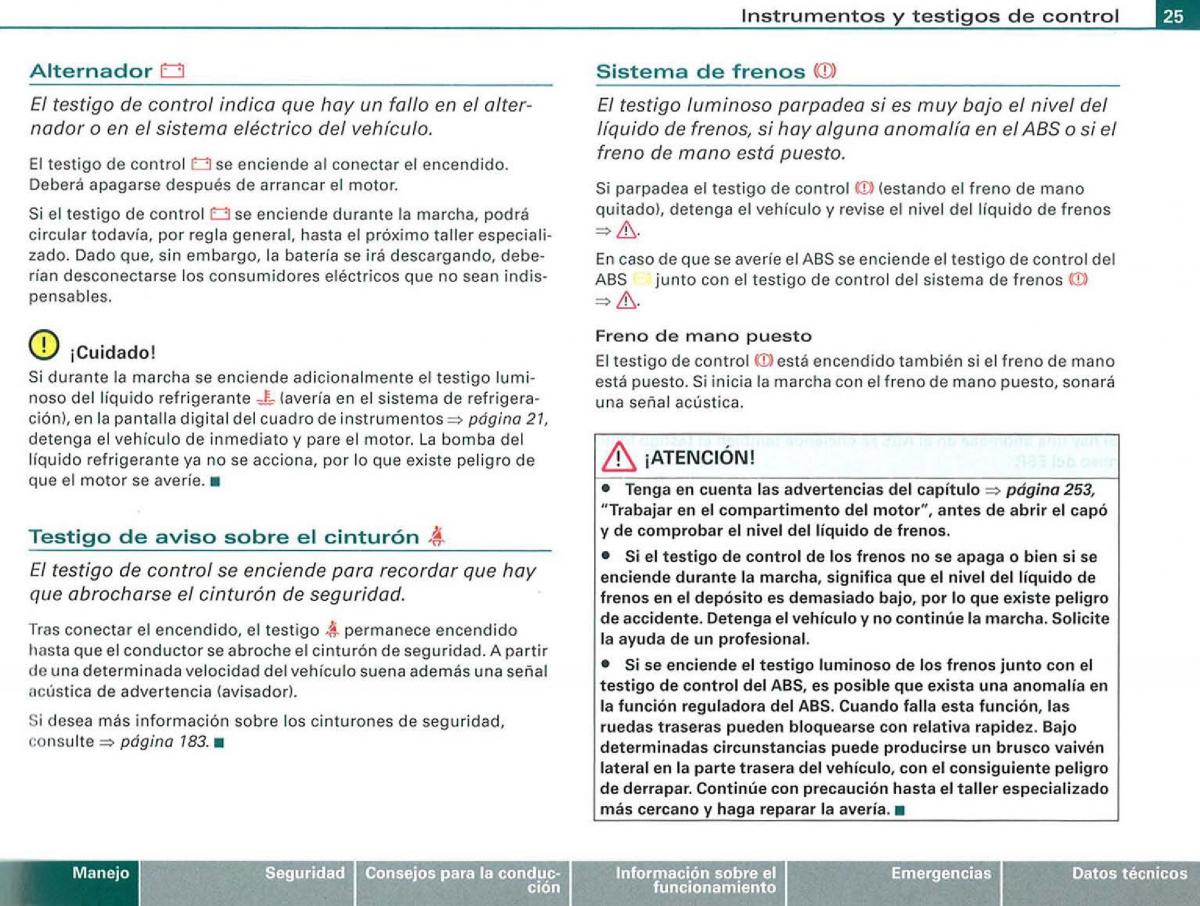 Audi A3 II 2 8P owners manual manual del propietario / page 27