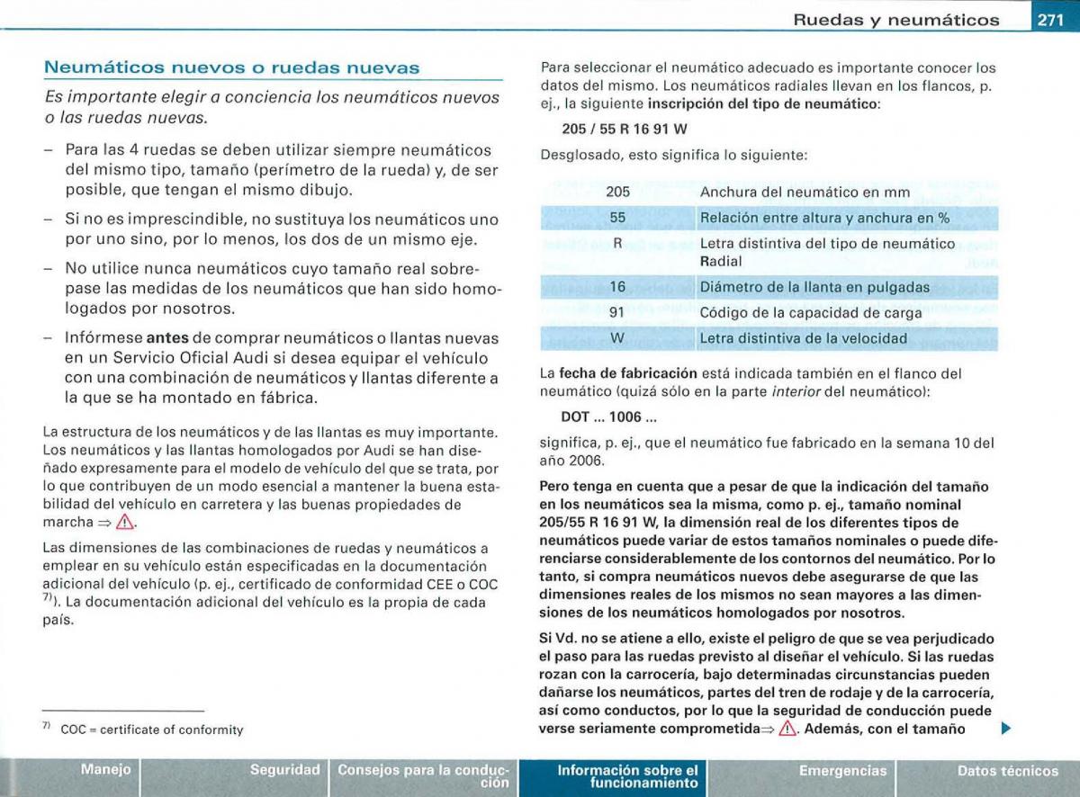 Audi A3 II 2 8P owners manual manual del propietario / page 273