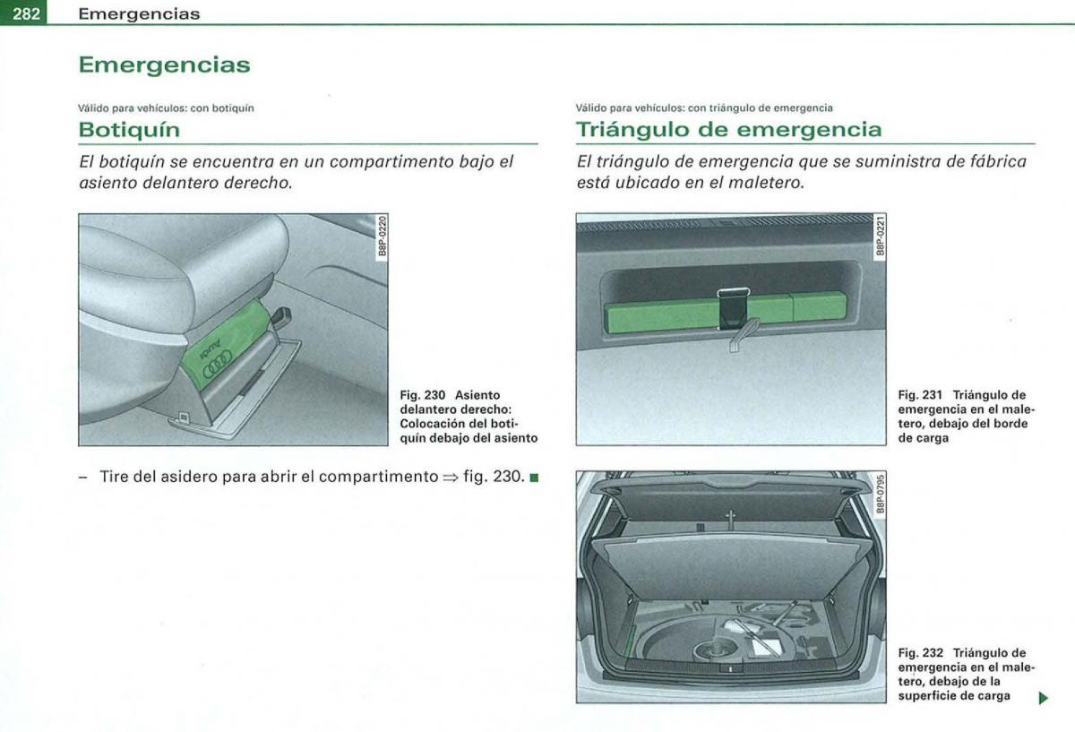 Audi A3 II 2 8P owners manual manual del propietario / page 284