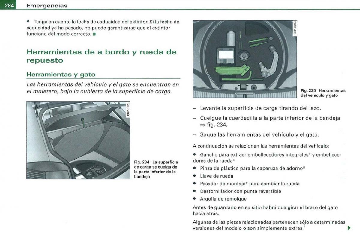 Audi A3 II 2 8P owners manual manual del propietario / page 286