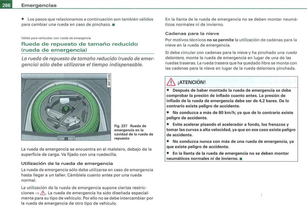 Audi A3 II 2 8P owners manual manual del propietario / page 288