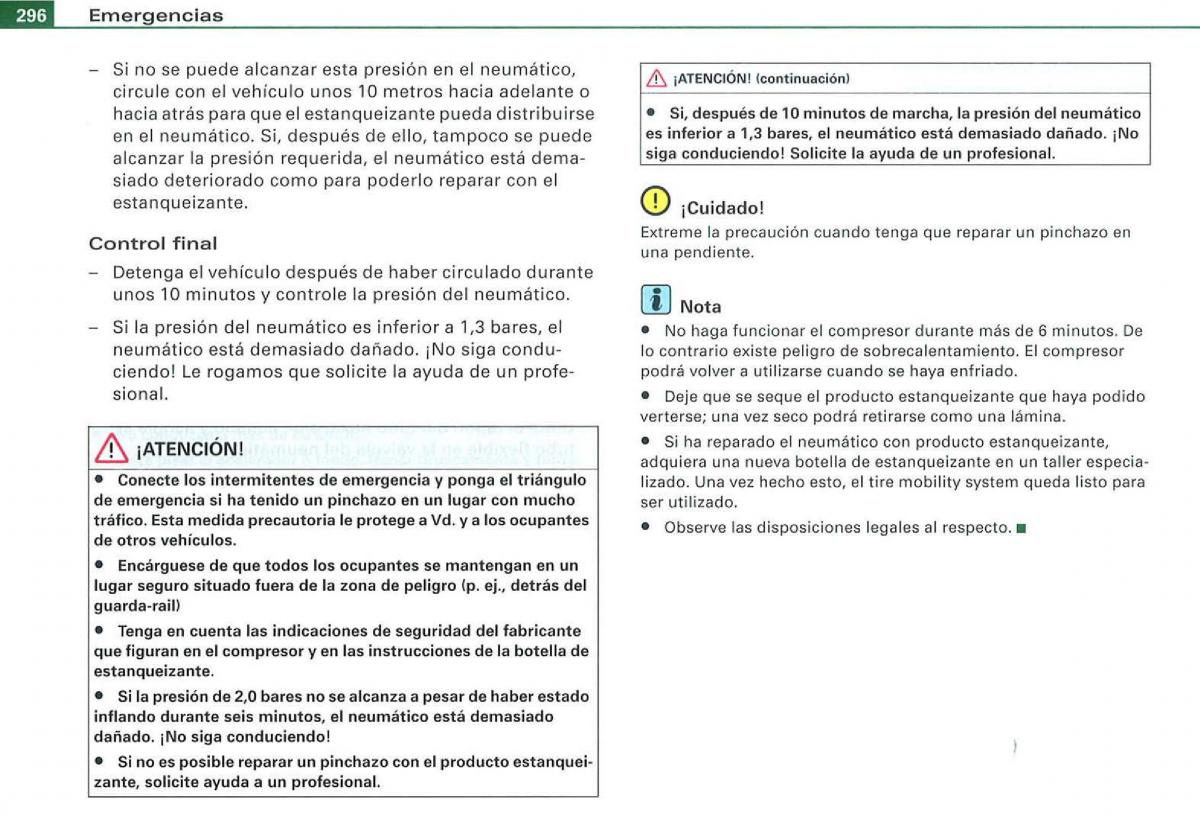 Audi A3 II 2 8P owners manual manual del propietario / page 298