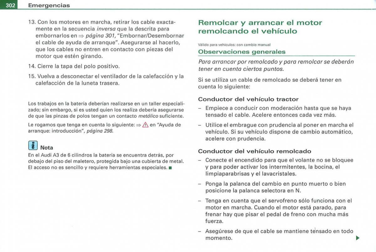 Audi A3 II 2 8P owners manual manual del propietario / page 304